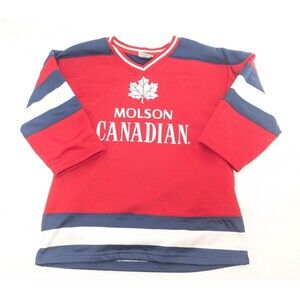 Molson Canadian Maple Leaf Beer Patriotic 3/4 Sleeve Jersey Shirt Size Medium